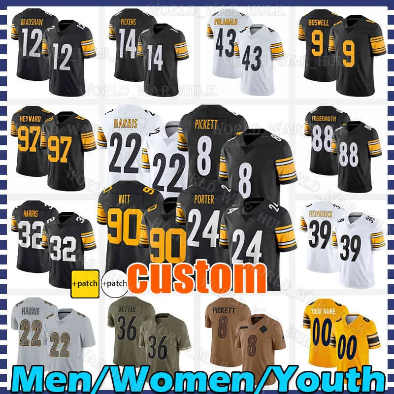 TJ Watt Kenny Pickett Jersey Najee Franco Harris Voetbal Mitchell Trubisky George Pickens Mitch Minkah Fitzpatrick 9 Chris Boswell 36 Jerome Bettis Alex Highsmith