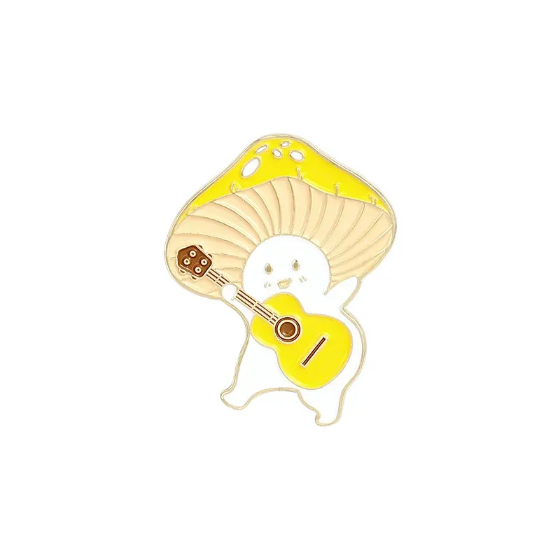 Mushroom Enamel Pin Custom Funny Guitar Accordion Brooches Bag Lapel Pins Cartoon Cute Badge Plant Jewelry Gift for Kids Friends