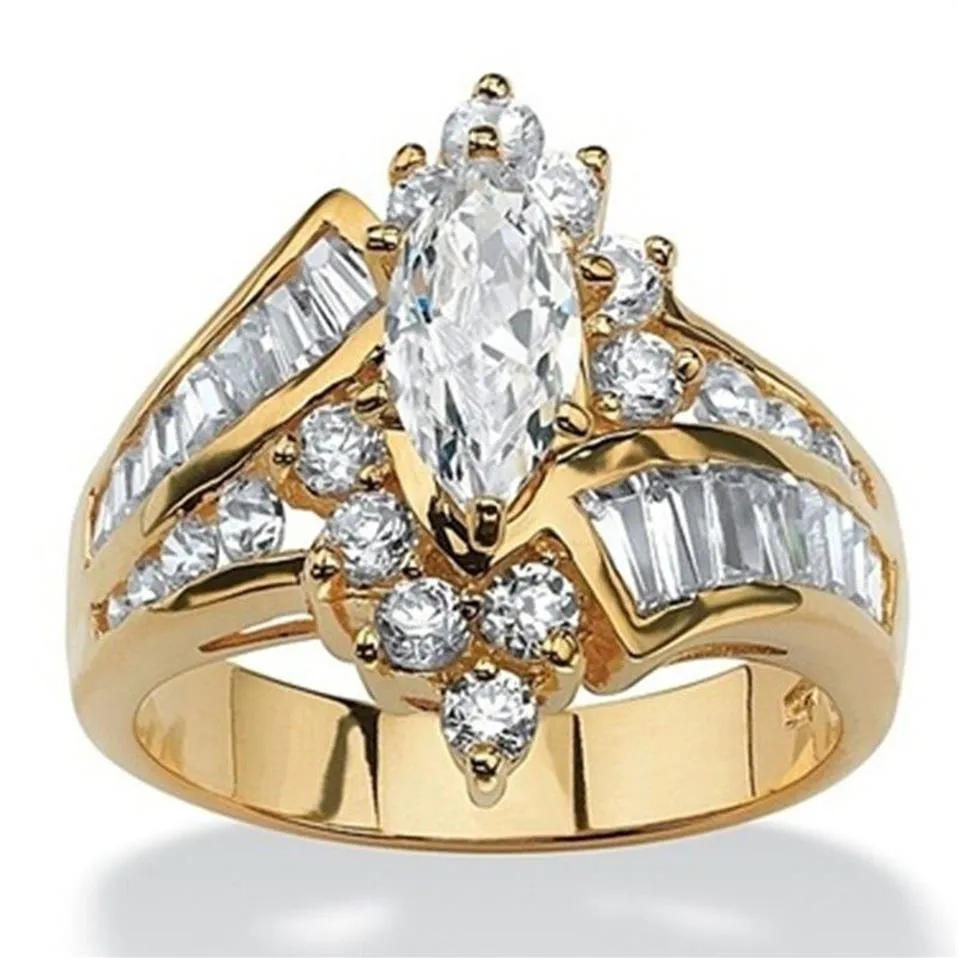 18K Gold Ring Luxus Weißer Saphir Zweifarbig 925 Sterling Silber Diamant Party Braut Verlobung Ehering Ringe Größe 6-13244N