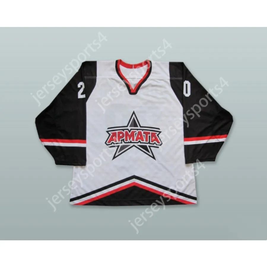 مخصص VoroBev 20 Armata Moscow White Hockey Jersey جديد Ed S-M-L-XL-XXL-3XL-4XL-5XL-6XL