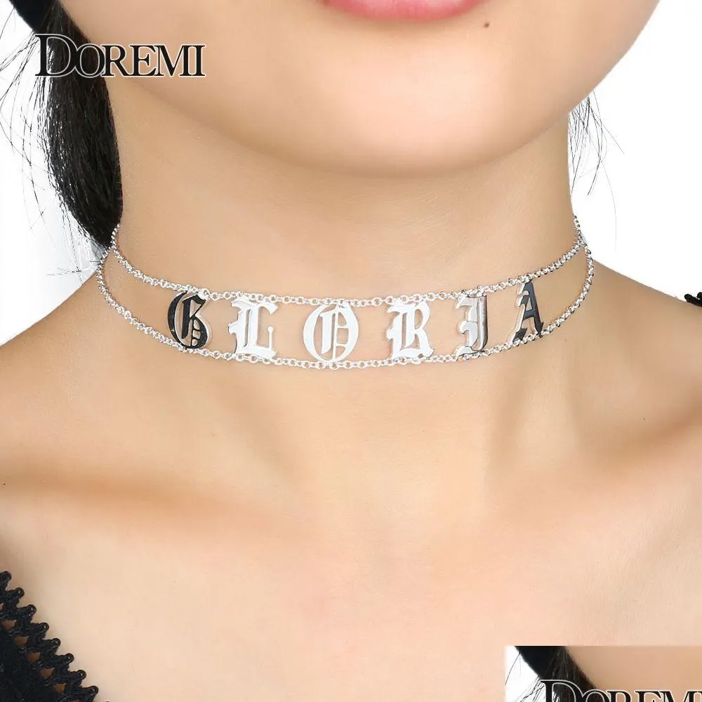 Hänge halsband hänge halsband doremi gamla engelska nummer halsband namn anpassat choker personlig brev för tjej gotisk chic je dhbar