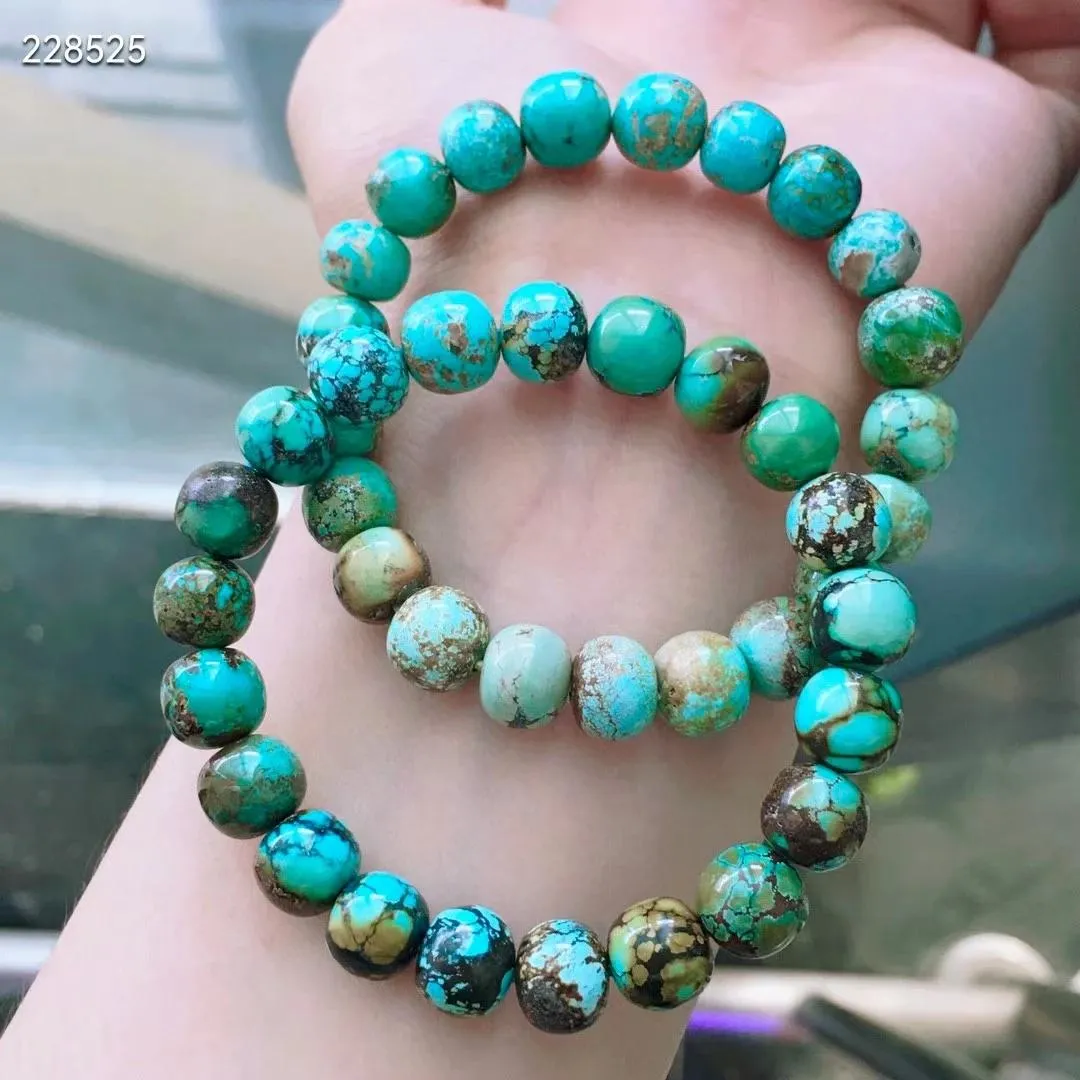 Bangle Natural Green Turquoise Woman okrągła koraliki Bransoletka Szlachcica 8 mm niebieska turkusowa biżuteria aaaaa