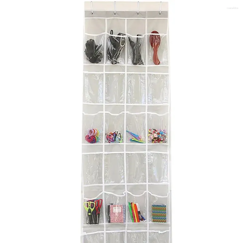 Storage Boxes Shoe Organizer Capacity 24 Pocket Hanging Bag With 6 Layers 4 Hooks For Dust-proof Transparent