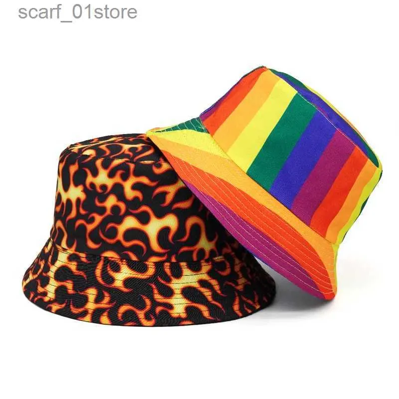 Wide Brim Hats Bucket Hats Vintage Rainbow Printed Fishing Hat Summer Fisherman  Hat Reversible Bucket Hats For Women Men Street Hip Hop Bucket C  2023L231216 From Scarf_01store, $3.67