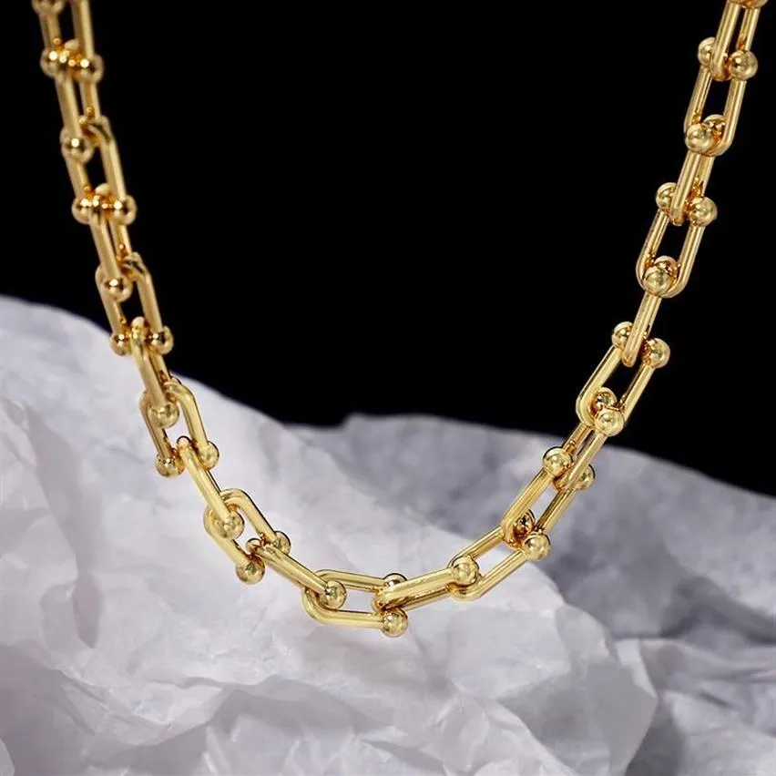 Kedjor Aitiei Designkedja U Typ Choker -halsband för kvinnor med 3 tum svans högkvalitativ Copper Hip Hop Fashion Jewelry298m