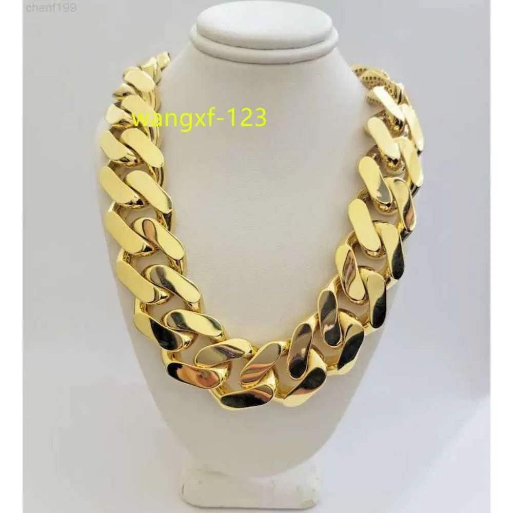 Big Guy Real 10K Gold 24mm Genişlik Monaco Hollow Farkling Miami Küba Bağlantı Zinciri