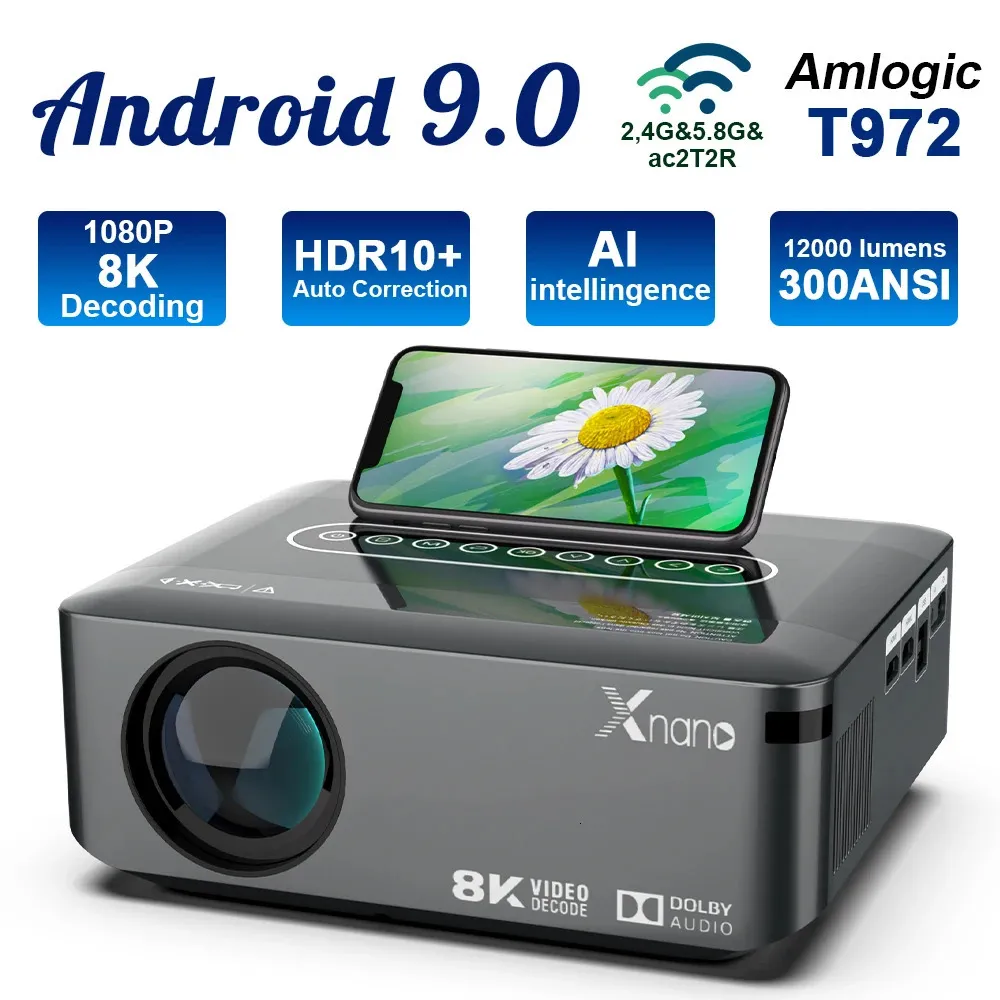 Projektörler Transpeed Projector 4K 1080P 8K Video 300ansi LED Android 12000Lümenler BT50 Çift WiFi Full HD HDR10 Ev Sineması için 231215