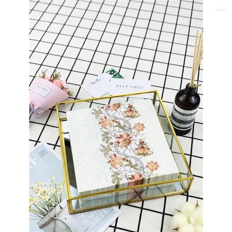 Table Napkin High-end Colorful Printed Napkins Restaurant Cafe Square Virgin Paper Towels Folding Facial Tissue Mouth Cloth 50pcs/pac 33c