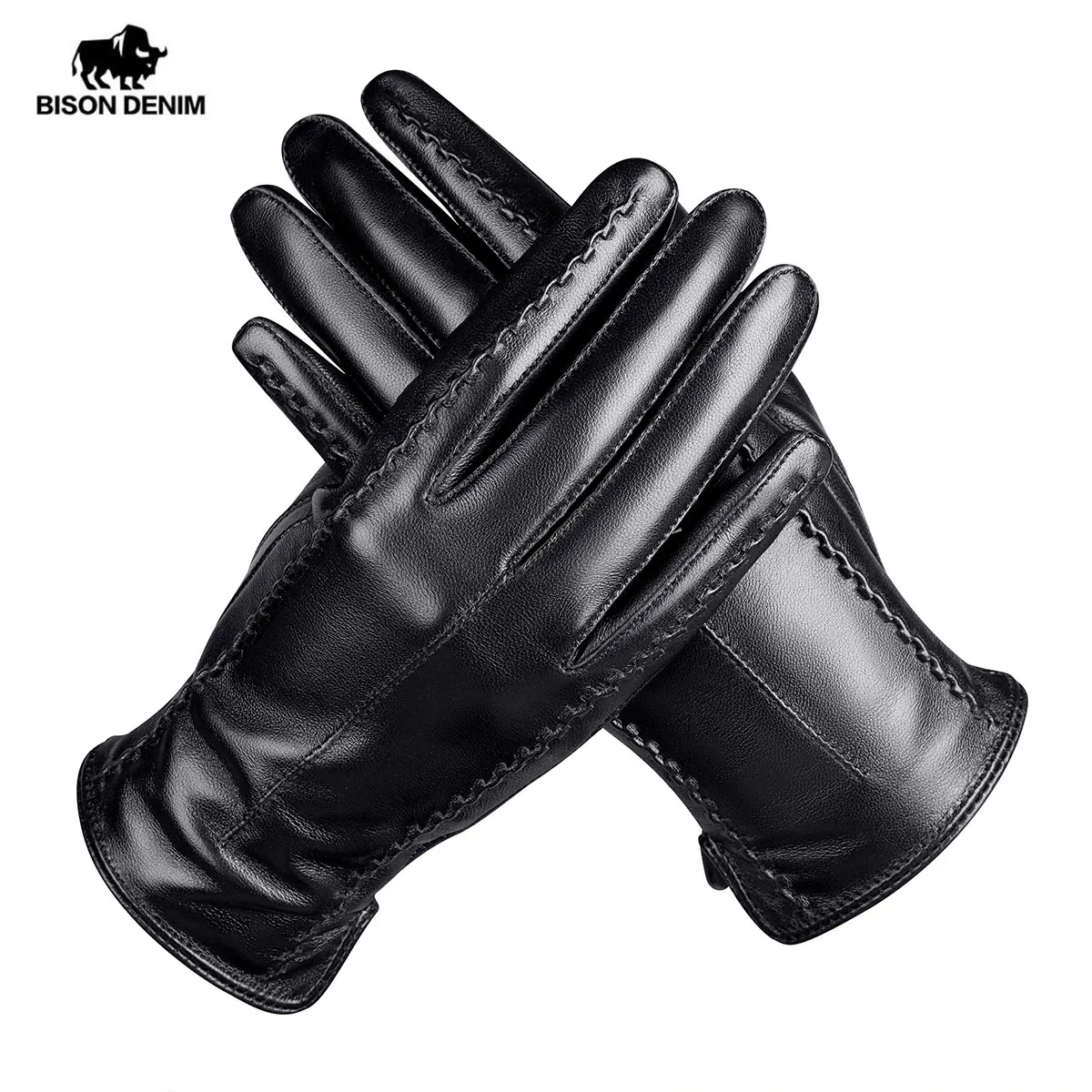 Ski Gloves Winter Women Warm Gloves Touch Screen Ladies Sheepskin Leather Mittens Luxury Brand Lining wIth Wool Driving Sking Gloves 231216