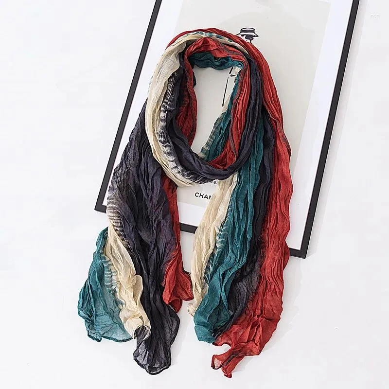 Scarves Tie-dyeing Gradient Fashion Pleated Women Foulard Elegant Long Scarf Solid Shawl Hijab Beautiful