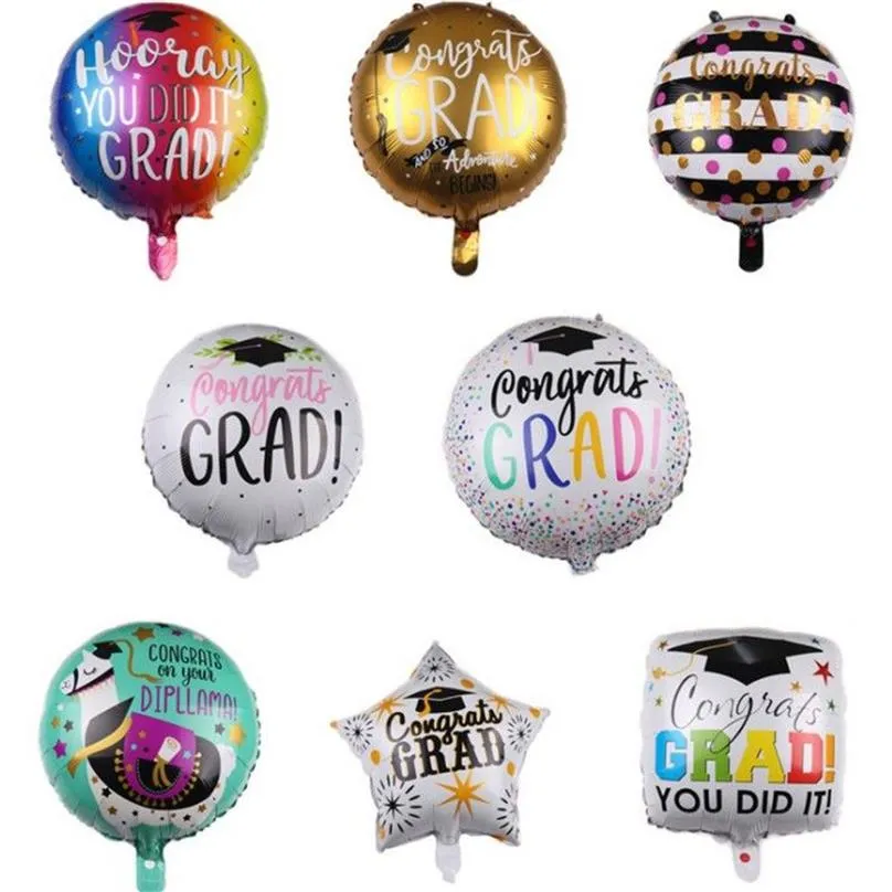 18 félicitations Grad ballons décoration de fête de remise des diplômes ballon en aluminium cadeau de diplômé Globos décorations de retour à l'école anniversaire 279A