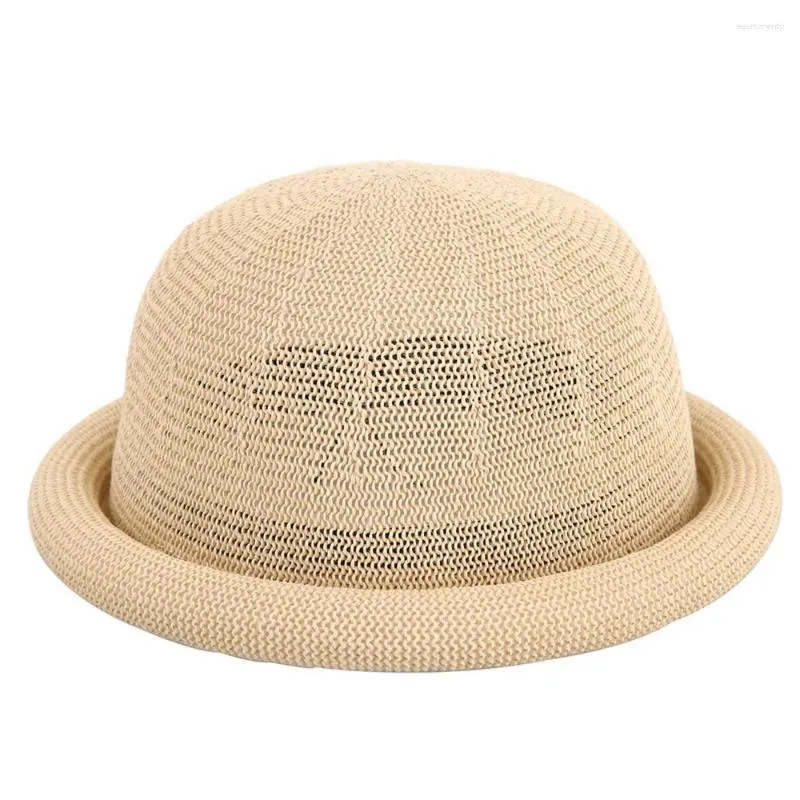 Beret wiosna i letnie kobiety fedorowe kapelusze kopule oddychające w kratę czapki 55-56 cm poliestrowy brzeg kręconej brzegi elegancka elegancka dama