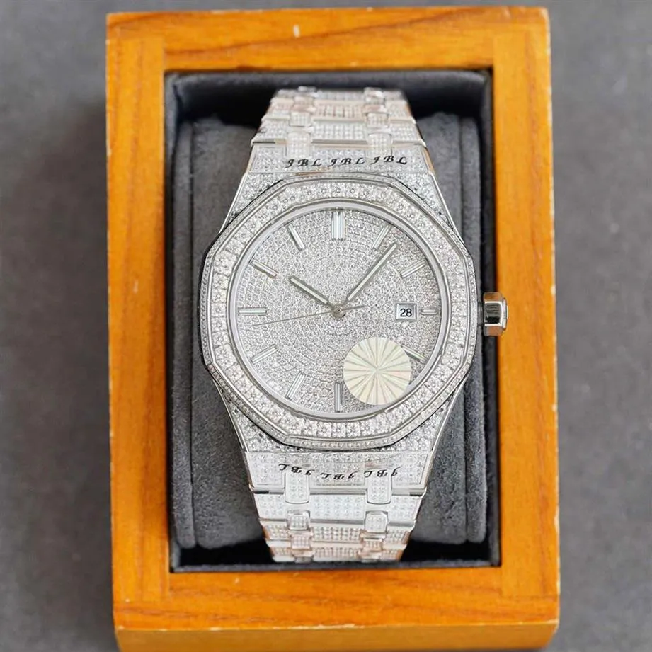 Handgemaakt vol diamanten horloge Automatische mechanische herenhorloges 40 mm met diamanten bezaaid staal 904L saffier Dames zakelijk Wr273B