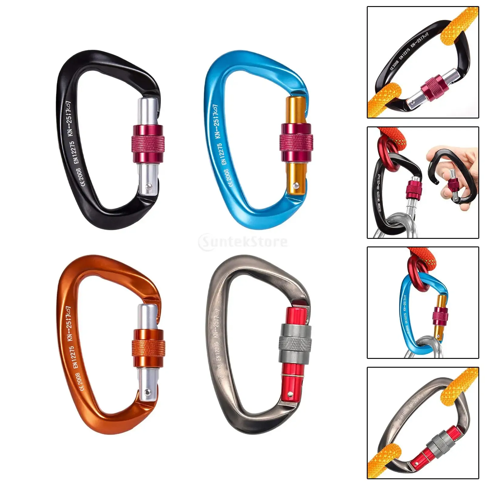 CARABINERS ROCK CLIMBING 24KN D Form SNAP LOCKING CARABINER BUCKLE FÖR TREE ARBORIST RIGGING Tactical Sports Rappelling Equipment Gear 231215