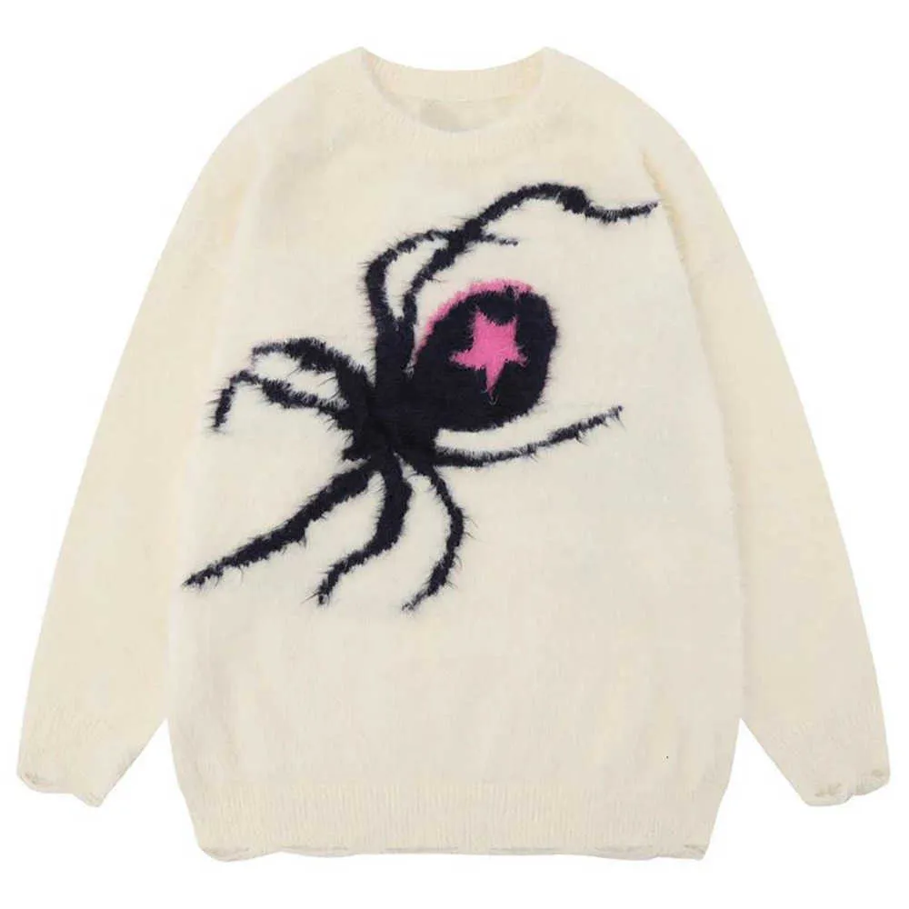 Herrenjacken Herrenjacken Herbst Herren Strickpullover Pullover Hip Hop Spider Jacquard Strickwaren Streetwear Harajuku Mode Lässige Pullover StrickkleidungAOX3