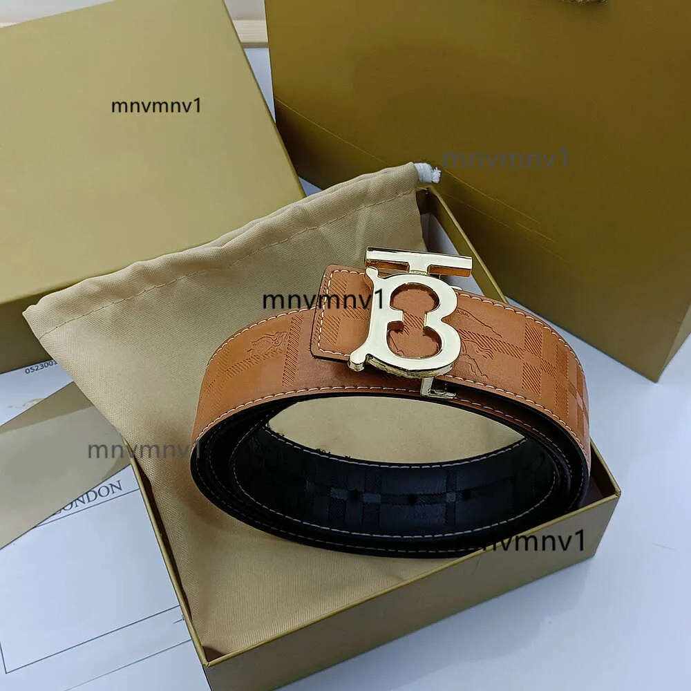 Stripe casual belt mens belt classic reversible belts burberyity stamp Pin buckle belts gold and silver buckle luxury width 38cm size Designer 105125cm fashio