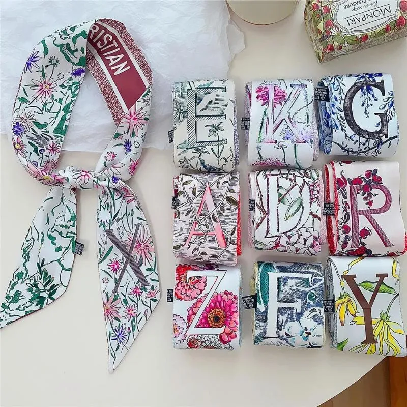 Sciarpe Sciarpa lunga con stampa di lettere per donna Fascia a nastro stretto Fazzoletto da collo femminile Borsa con manico Bandana Accessori per cravatta per capelli