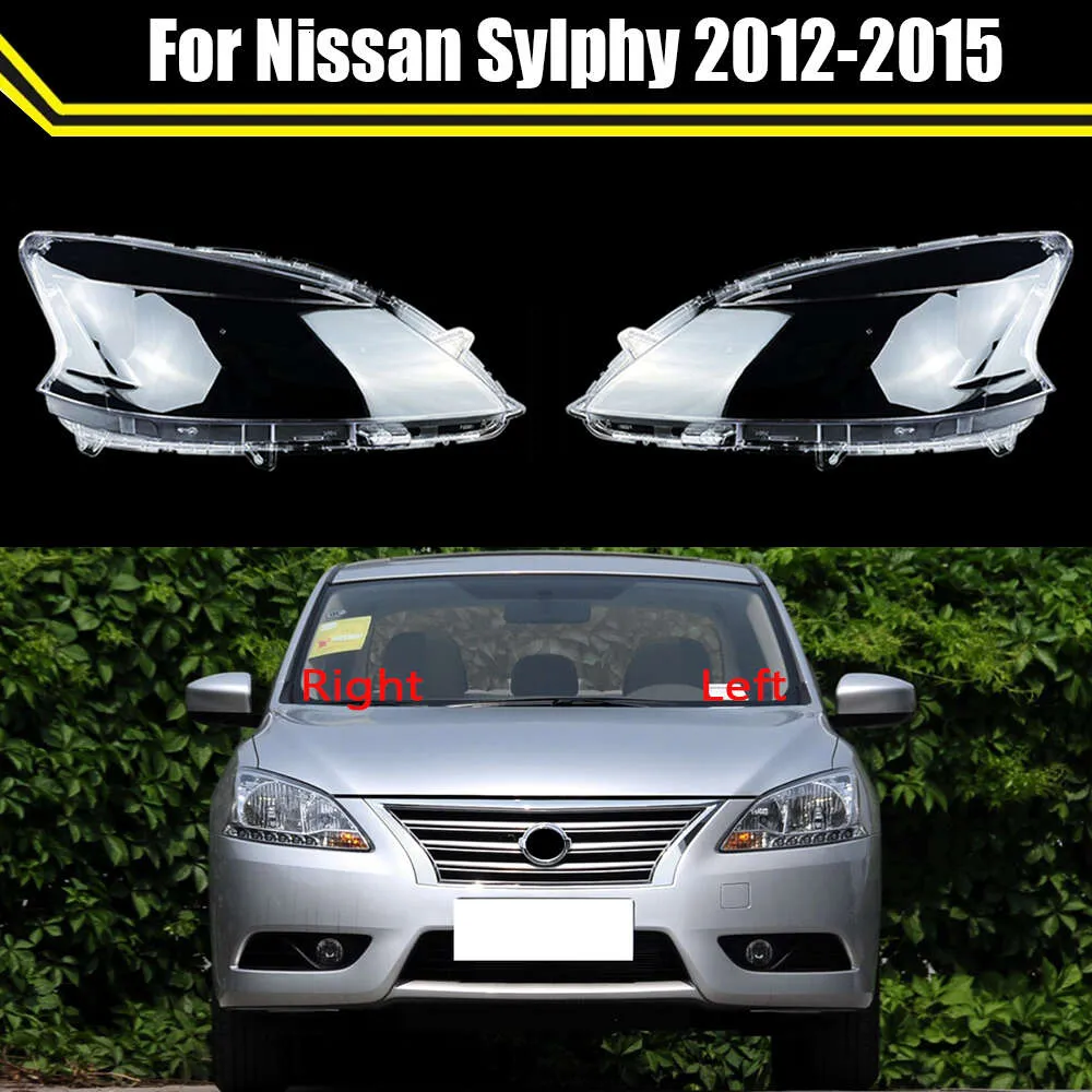 Parlak Kafa Işık Gölgesi Kabuk Kapakları Ön Far Lambası Kılıfı LABCHADE FAR LENS NISSAN SYLPHY İÇİN KAPAK 2013 2013 2014 2015