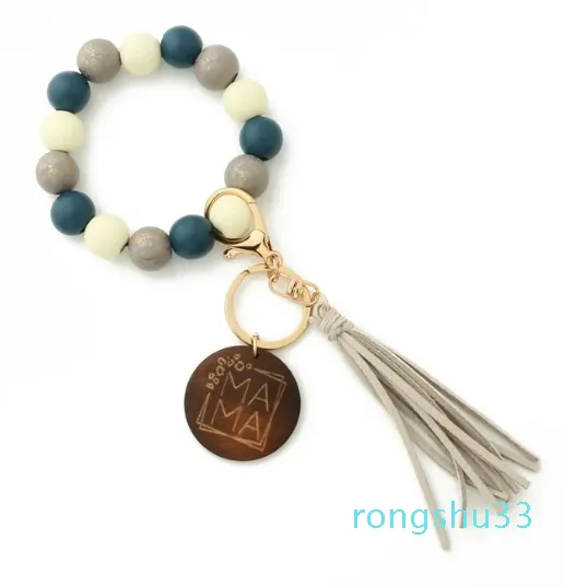 Pulsera de disco de madera en blanco de madera pulsera de borla regalo para su llavero