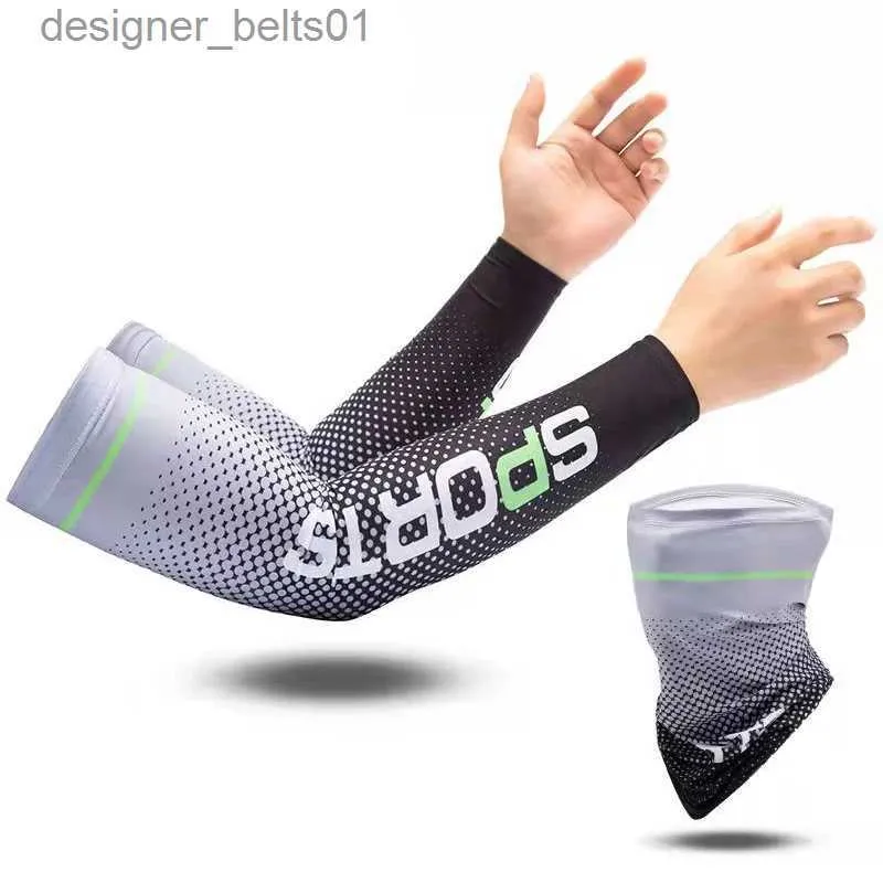 Sleevelet Arm Sleeves 2023New Ice Silk Sleeve Crème solaire Manchette UV Protection solaire Bras Manches Anti-dérapant Hommes Femmes Long Gs Outdoor Cool Sport CyclingL231216