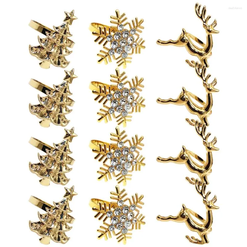 Tafelkleed 12 pc's Xmas Tree delicate servet gespen dinerendecors ringen kerst creatieve legering praktische decoratieve houders feest