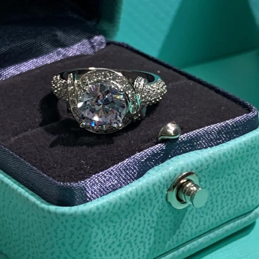 luxe modeontwerperring diamanten ring klassiek veelzijdig essentieel cadeau voor vrouwen Sterling verzilverd Eenvoudige stijl goed nice206g