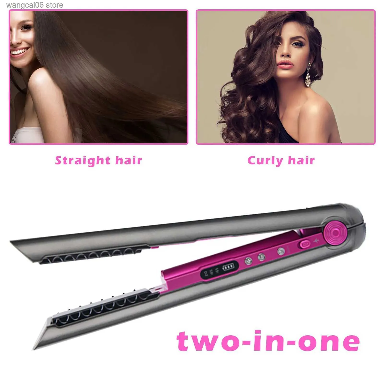 Hair Curlers Straighteners Electric Splint Hair Straightener Hot Air Comb Brush Hair Styling Straight Curling Dual-Use Hair Dryer Bangs Straightener T231216