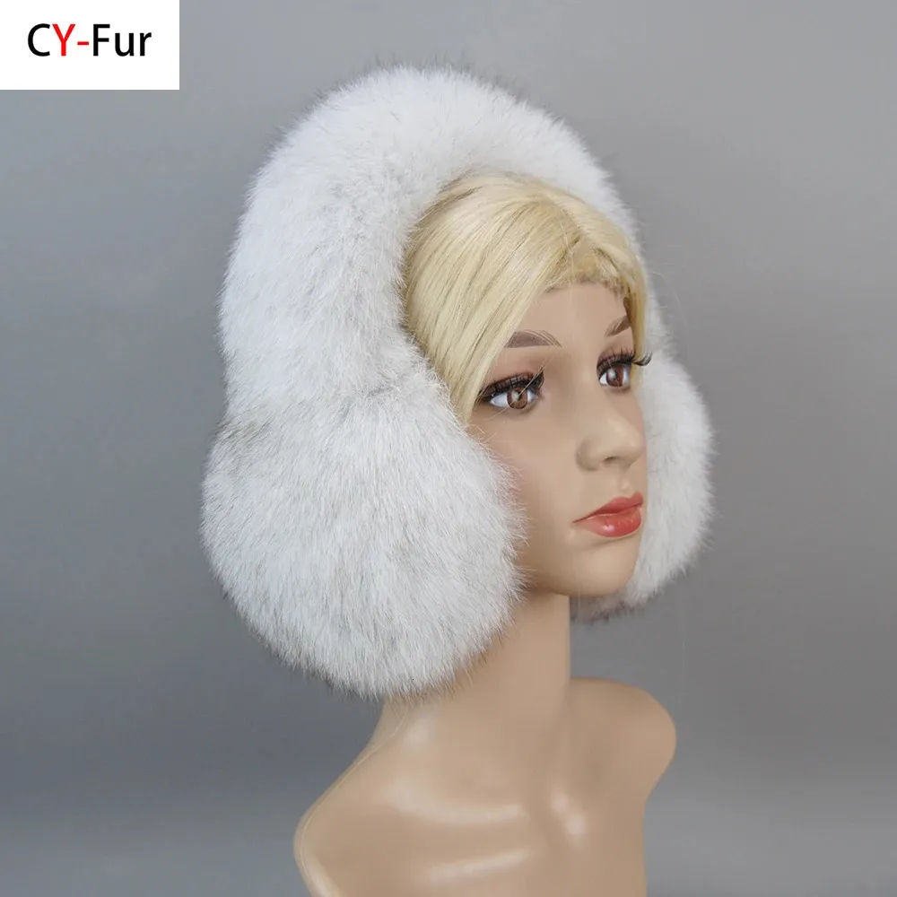 Ear Muffs Real Fox Fur Earmuffs For Winter Women Warm Natural Raccoon Fur Earmuffs Girls Ear Warmer äkta pälsardukar Plush Ear Muff 231215