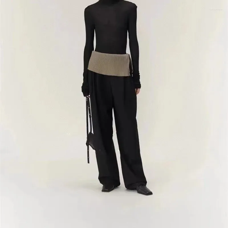 Pantalon tricoté Patchwork pour femmes, automne 2023, laine filetée, mesure de la taille, décontracté, coréen, haute qualité, Y2k