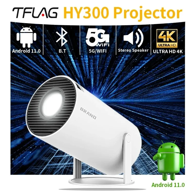 Projetores Hy300 Projetor 4K Android 11 Dual Wifi6 200Ansi Bluetooth Ser 1280720P 1080P Mini Projetor para Home Theater CampingOffice 231215