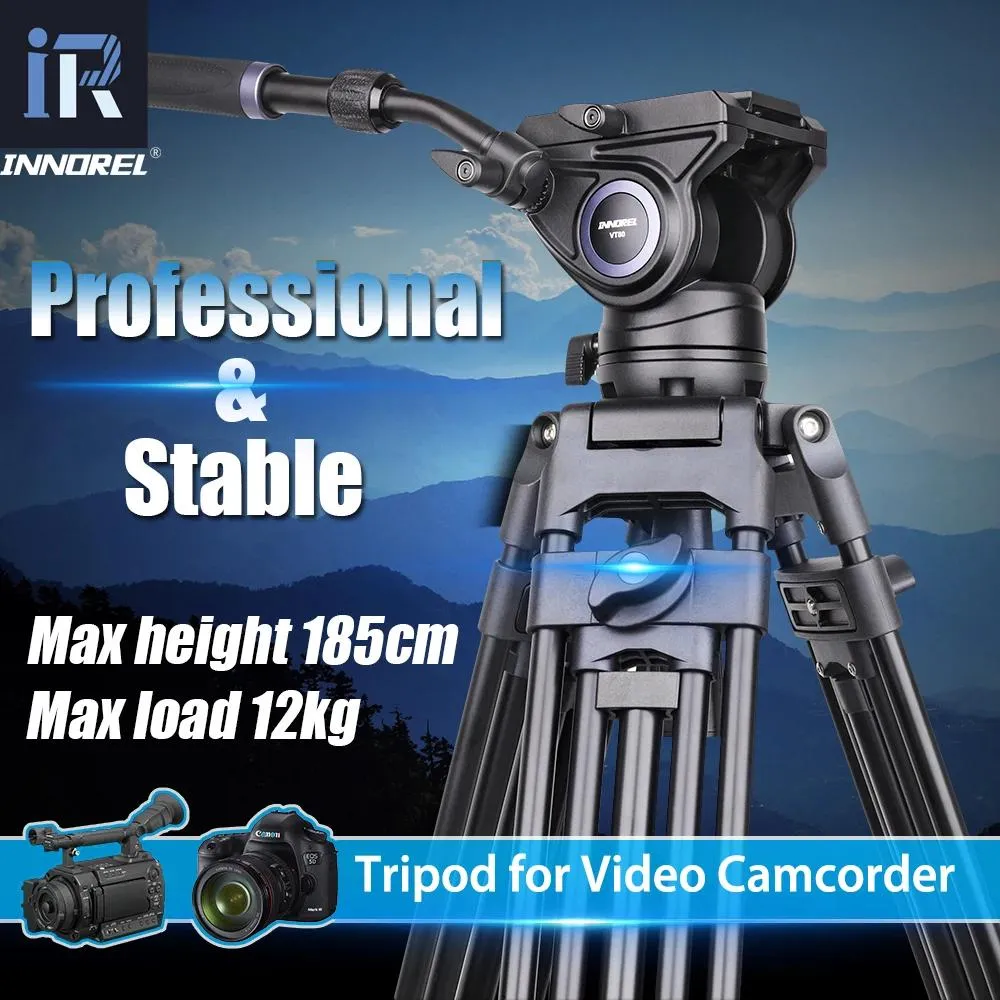 Holders Innorel VT80 Professional Aluminium Video Stativ Hydraulisk Fluid Video Head Camera Stativ för DSLR Camera DV 185cm 12 kg Max Load