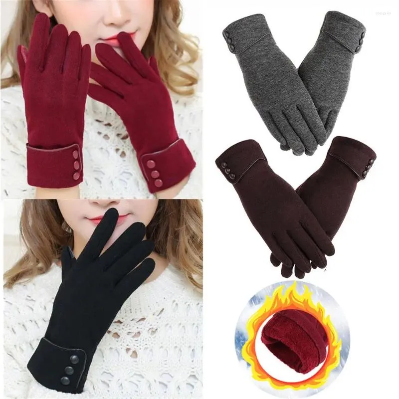 Gants de cyclisme pour femmes, mitaines thermiques doublées en polaire pour écran tactile, coupe-vent pour la conduite et le Ski, hiver