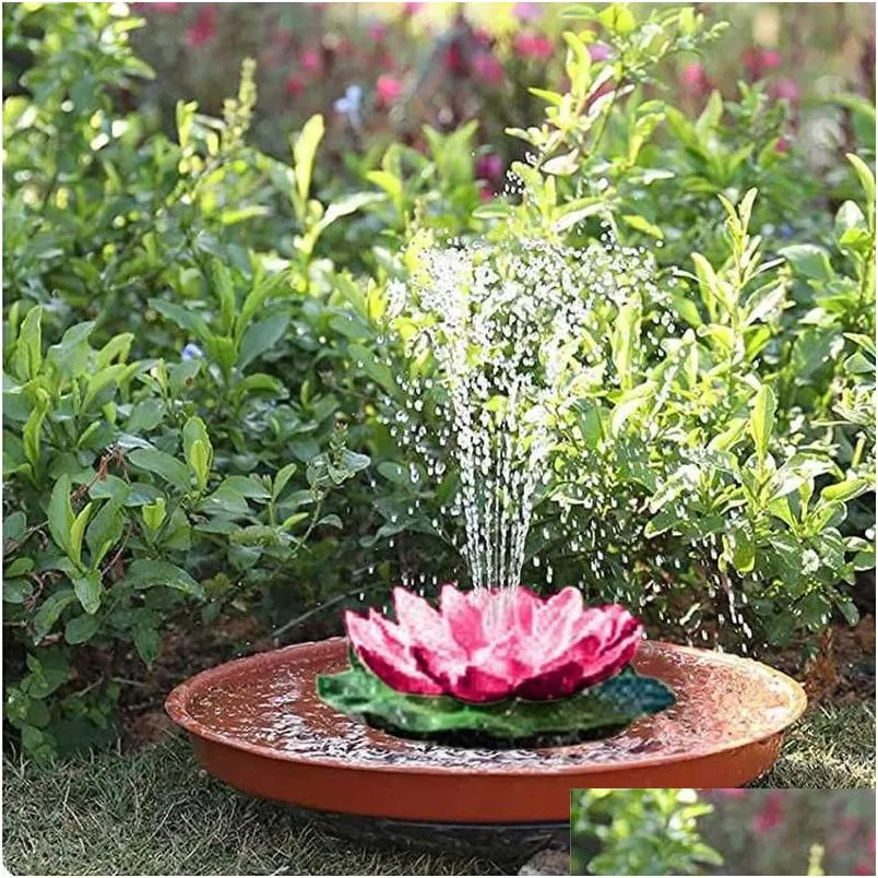 Decorazioni da giardino Bagno per uccelli Fontana solare di loto Paesaggio acquatico Giardino Acqua galleggiante per acquario Decorazione per piscina Consegna a domicilio Ga Dhsfi