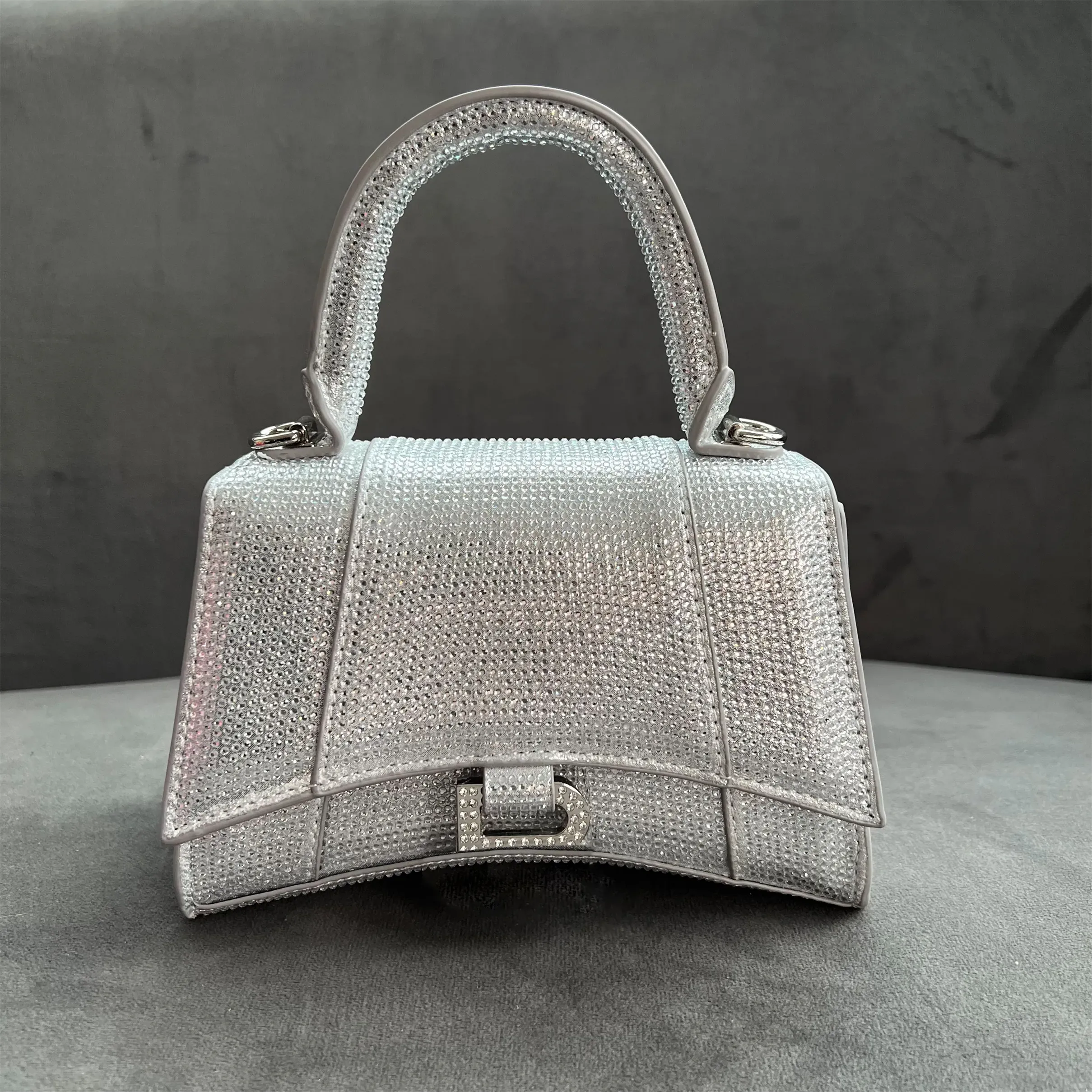 clessidra con diamanti Borsa firmata glisten 7A Borsa di lusso Borsa tote con strass intarsiato Borsa da donna Borsa in pelle Tracolla a catena con tracolla Borsa da sera con pochette da donna