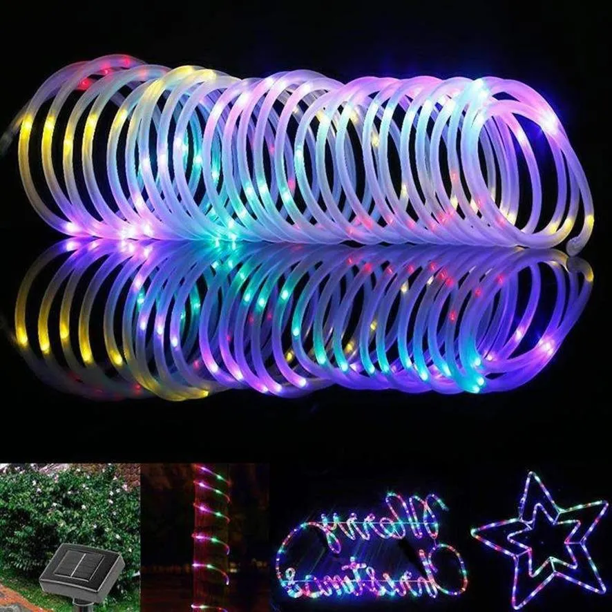 سلاسل أنبوب حبل شمسية 10 أمتار LED Solar Strip String Fairy Light Strings مقاومة للماء في الهواء الطلق حديقة شمسية عيد الميلاد ديكور Light206z