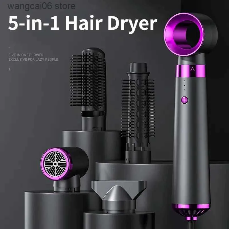 Electric Hair Dryer 5 In 1 Electric Hair Dryer Styling Tool Air Brush Multifunctional Hair Straightener Negative Ion Curler Blow Dryer Styling Set T231216