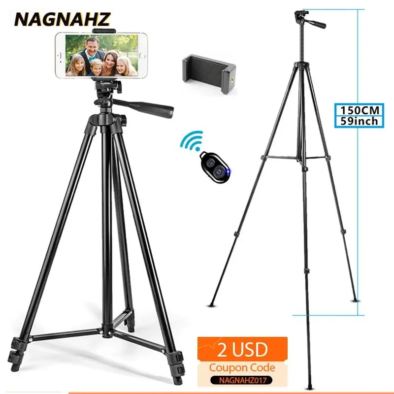 Supporti Treppiede da 59" per treppiede per fotocamera del telefono con supporto per telefono remoto Bluetooth Leggero fotografia universale per Xiaomi HUAWEI