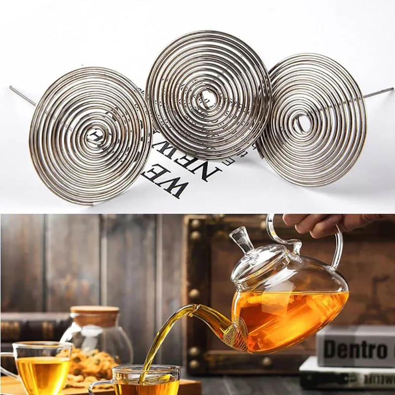 3pcs Durable Stainless Steel Tea Infuser Nozzle Spring Strainer Teapot Filter