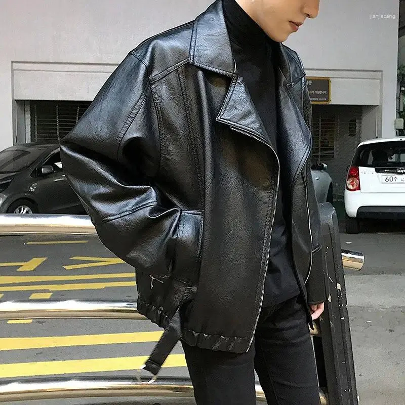 Kurtki męskie jesienne zima czarny aksamitny motocykl Młody przystojny luźne swobodne mężczyźni na wysokiej ulicy mężczyźni płaszcze męskie ubrania