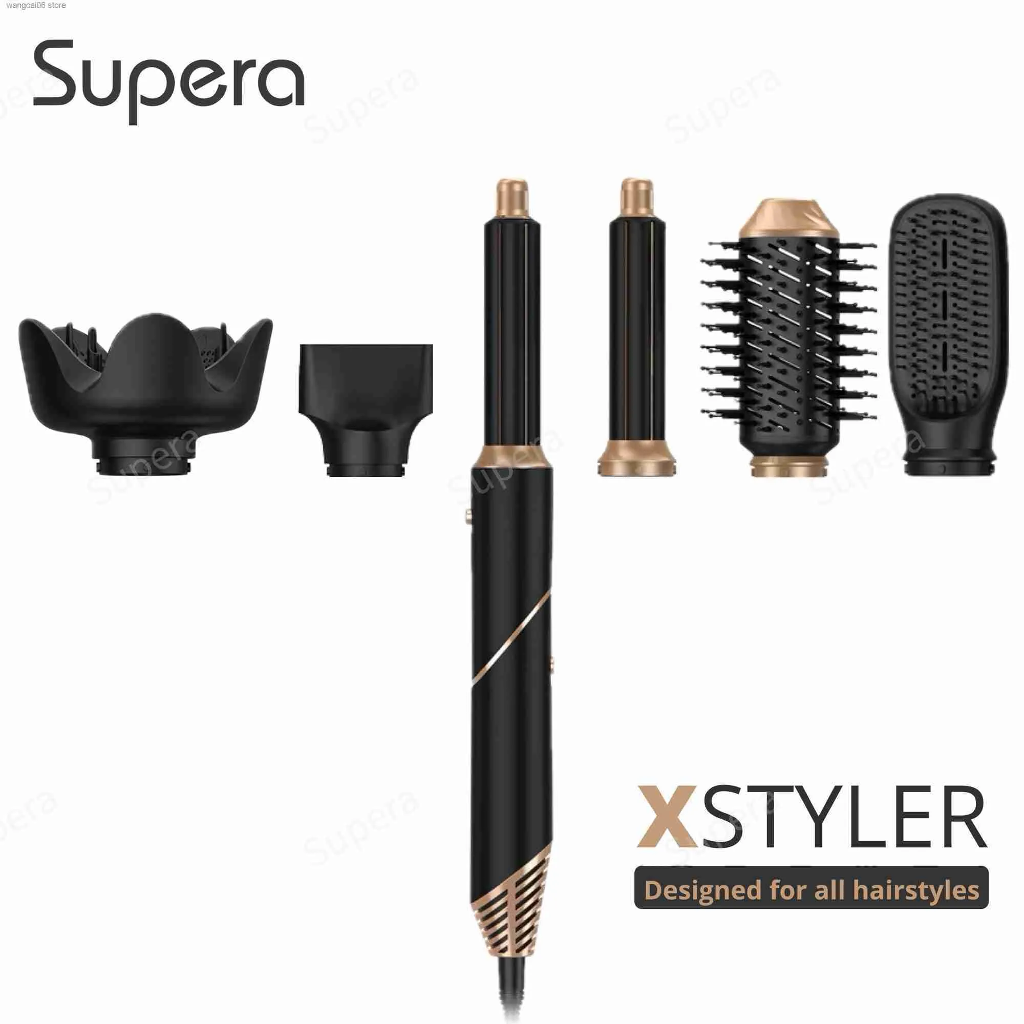 Asciugacapelli elettrico Supera Asciugacapelli multifunzionale Sistema di asciugatura per styling ad aria Potente asciugacapelli Multi-Styler con bigodini Auto-Wrap T231216