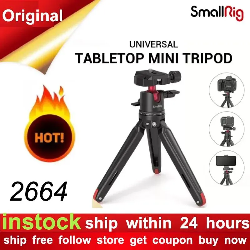 Tillbehör Smallrig Universal Tabletop Mini TripoD med Panoramic Ball Head Stativ för telefon Tripode för kamera DSLR: er justerbara 2664