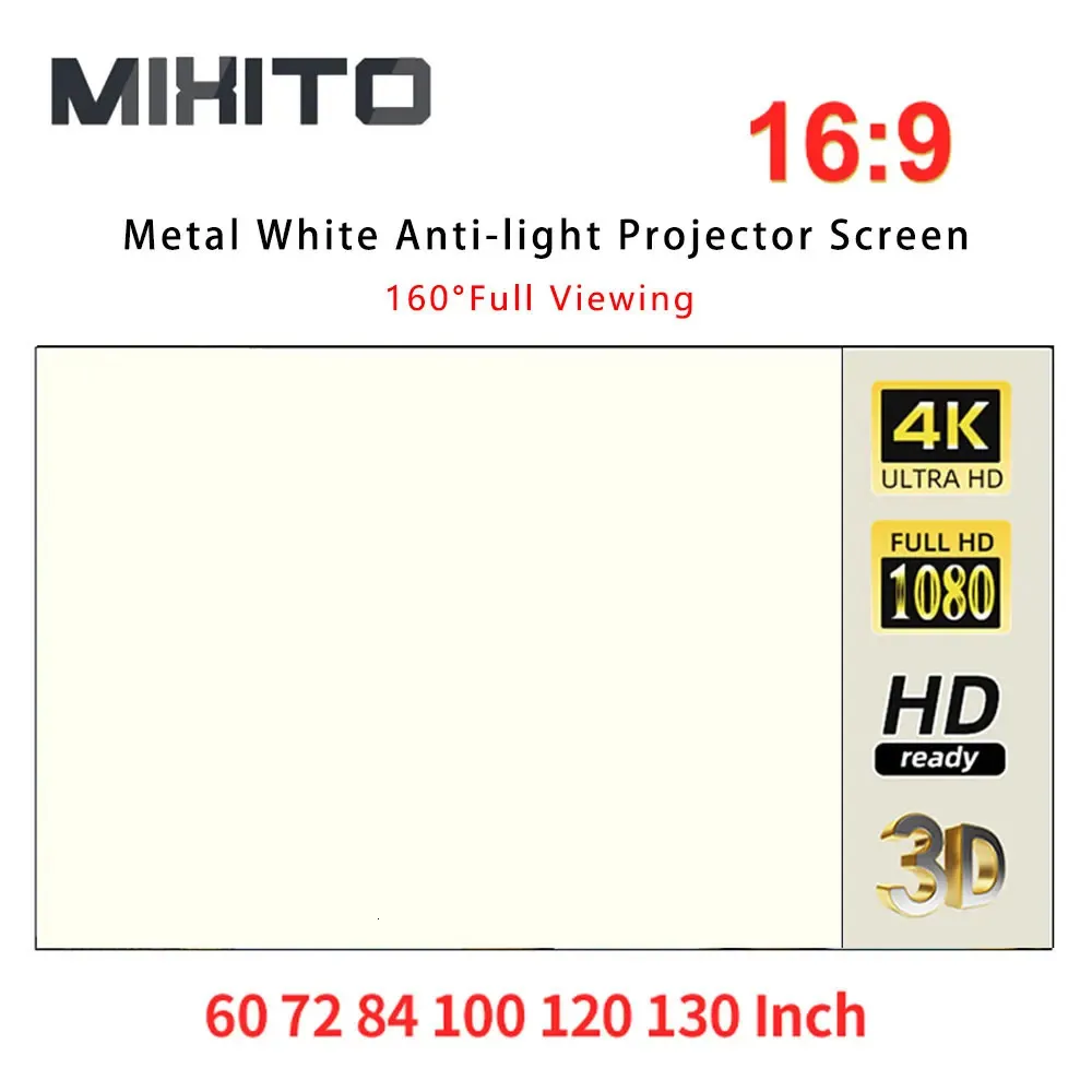 Projectieschermen MIXITO 16 9 Wit Eenvoudig verhelderend antilichtgordijn 60130 inch projectorscherm Draagbaar thuiskantoor Doek y231215