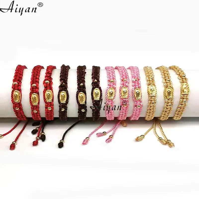 Bangle 12 Pieces Sanit Jude And Virgin Mary Nylon Thread Braided Bracelet Can Be Given As A Gift Pray Many Colors To Choose 231215