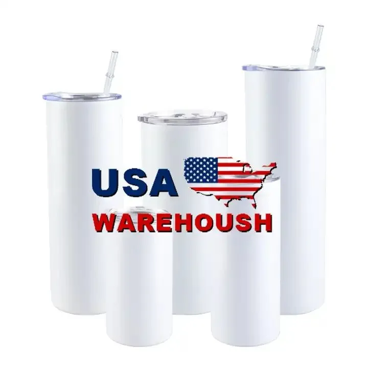 US CA Stock 20oz Tumblers Cups Handle Insulated Car Mugs Sublimation White Blanks Stainless Steel Coffee Termos Tumbler 1216