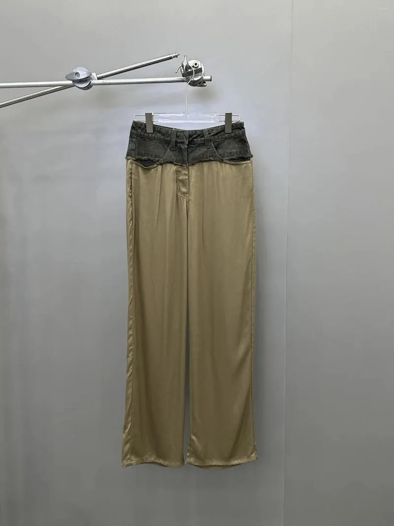 Pantalon jean en Denim pour femmes, tissu acétique teint en vert Olive, petit blanc, pas de sélection de personnes, Version droite, Super fin