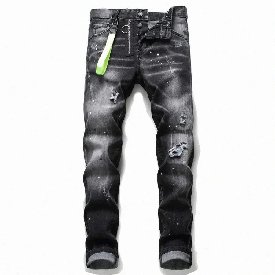 Män designer jeans märke rippar stretch smal fit tvättad cyklist motocykel denim byxor panelerade mode kvinnor topp material högre kvalitet lila jeans f9rk 38cb#