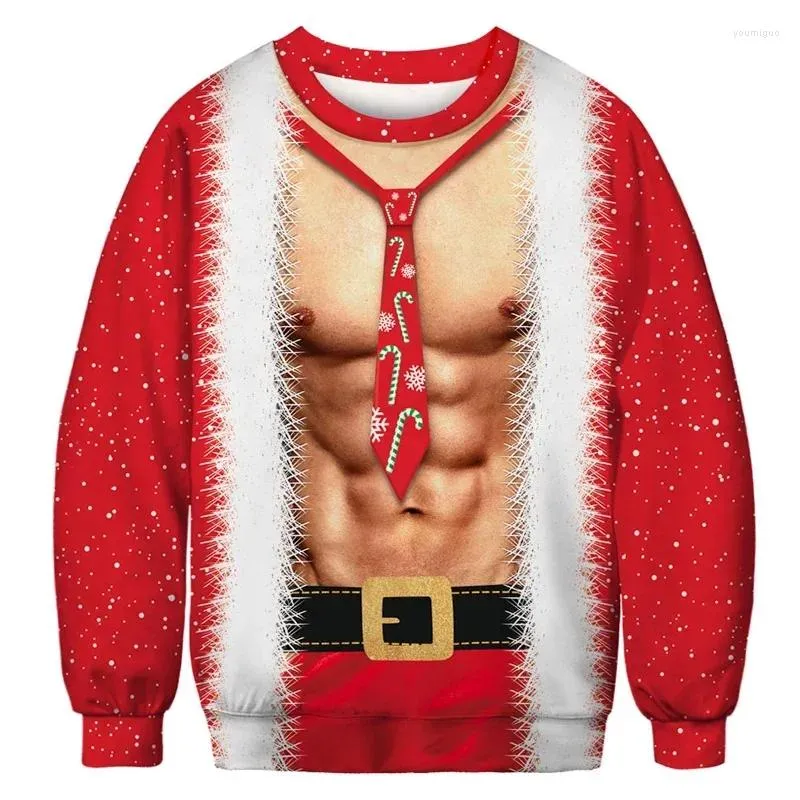Herrtröjor fula jultröja kvinnor/män brösthår rolig lös tröja 3d kawaii tecknad cosplay vinter toppar kläder