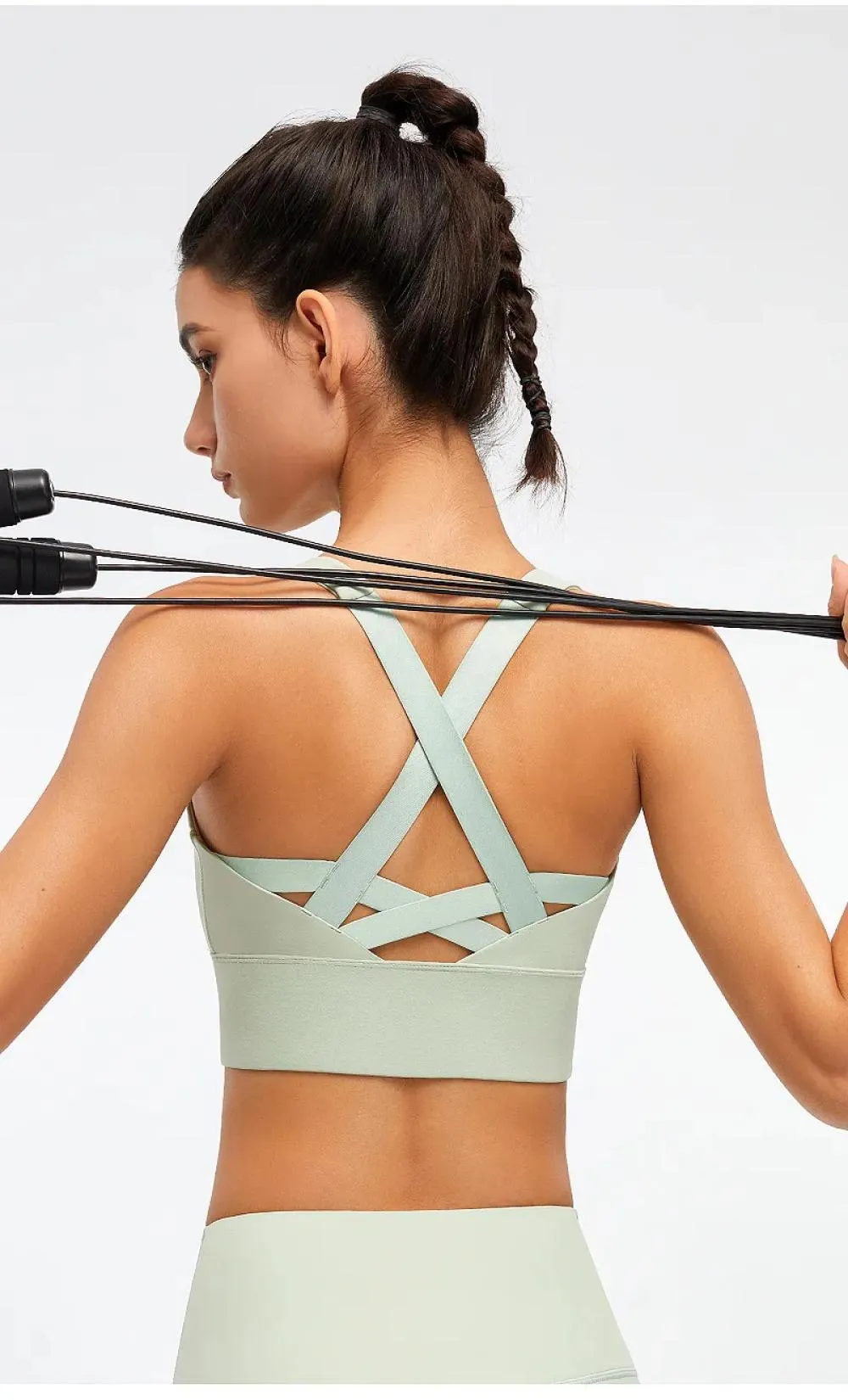 Set Cross Back Sport Bras For Women Yoga Underwear Gym Fitness