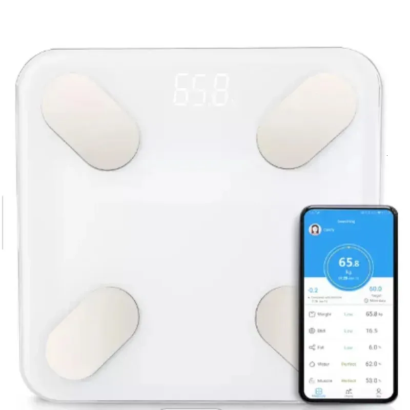 Balance domestique Bluetooth, balance de salle de bain, IMC corps au sol, analyseur numérique intelligent de Composition de graisse et de poids, 231215
