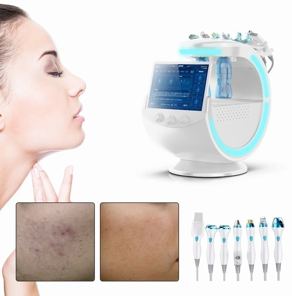 7 dans 1 Hydradermabrasion Machine multifonction Soins cutanés Pélélisation à eau Péléfromine Oxygène Spray Intelligent Analyzer Beauty Salon